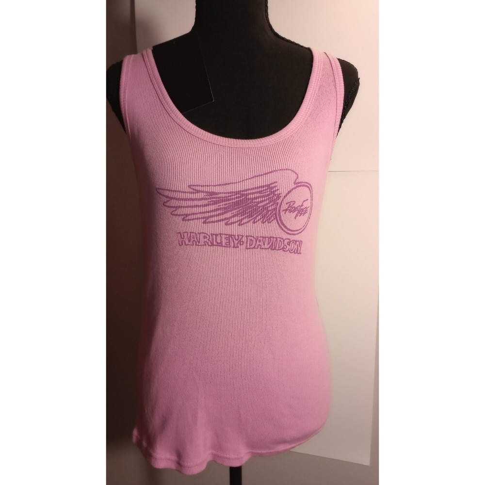 Harley Davidson Pink Ride Free Wing Ribbed Tank Top Womens Large 96821-24VW/000L